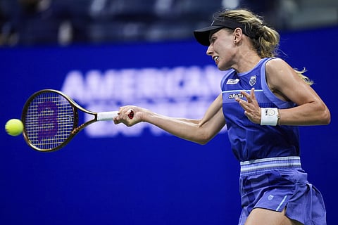 US Open 2024: Erika Andreeva, of Russia, returns a shot during a match against Aryna Sabalenka, of Belarus